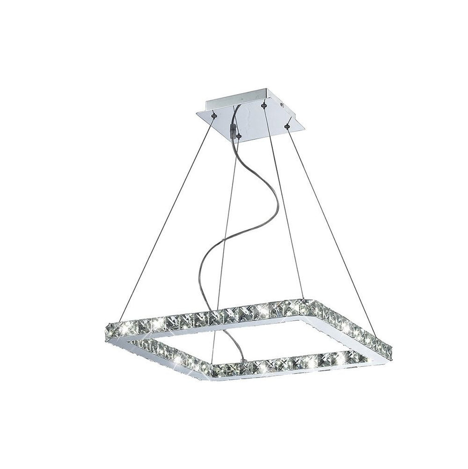 Galaxy Pendant Square Small LED Polished Chrome/Crystal