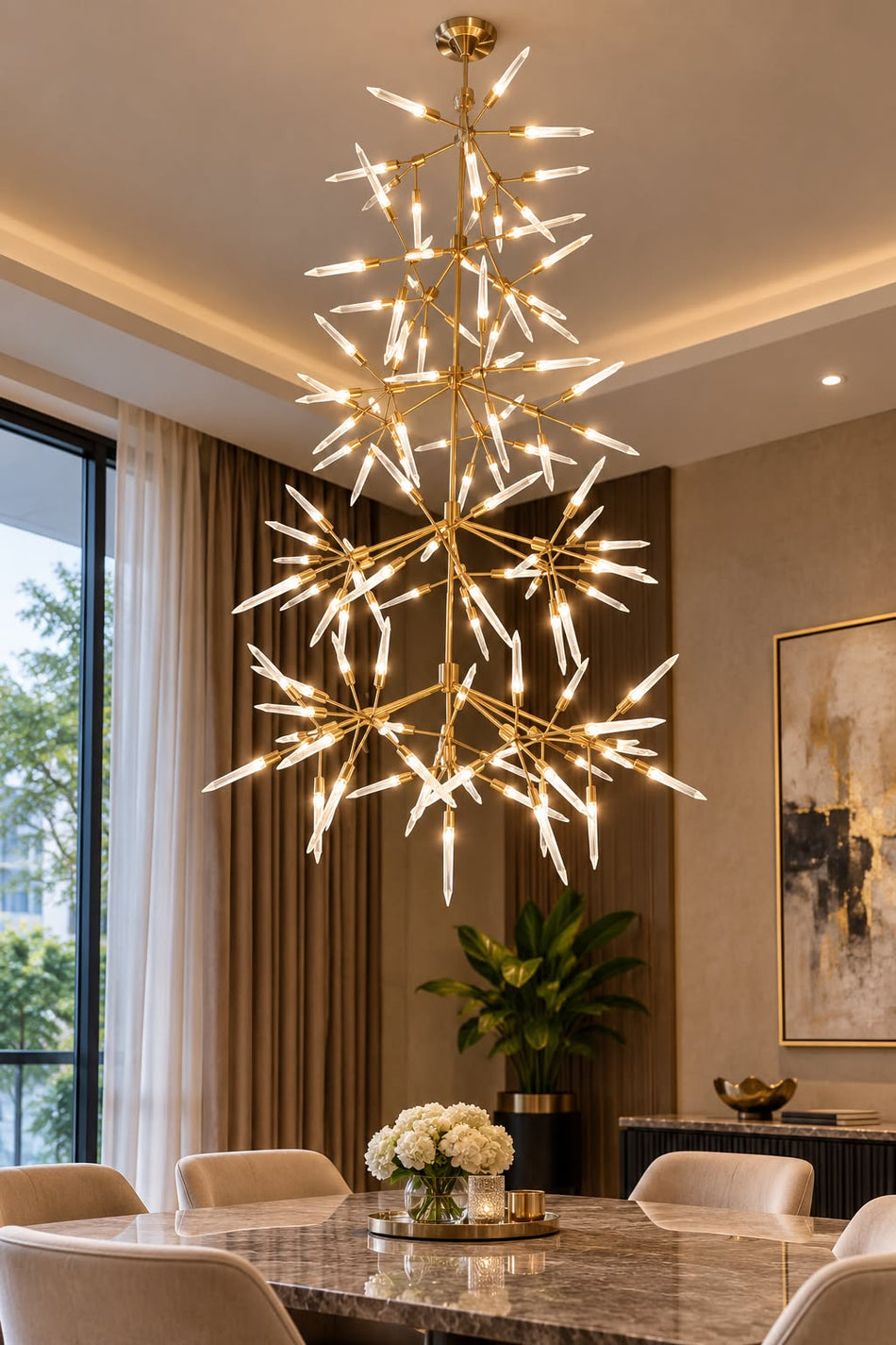 Modern Gold Starburst Chandelier - 125 Lights