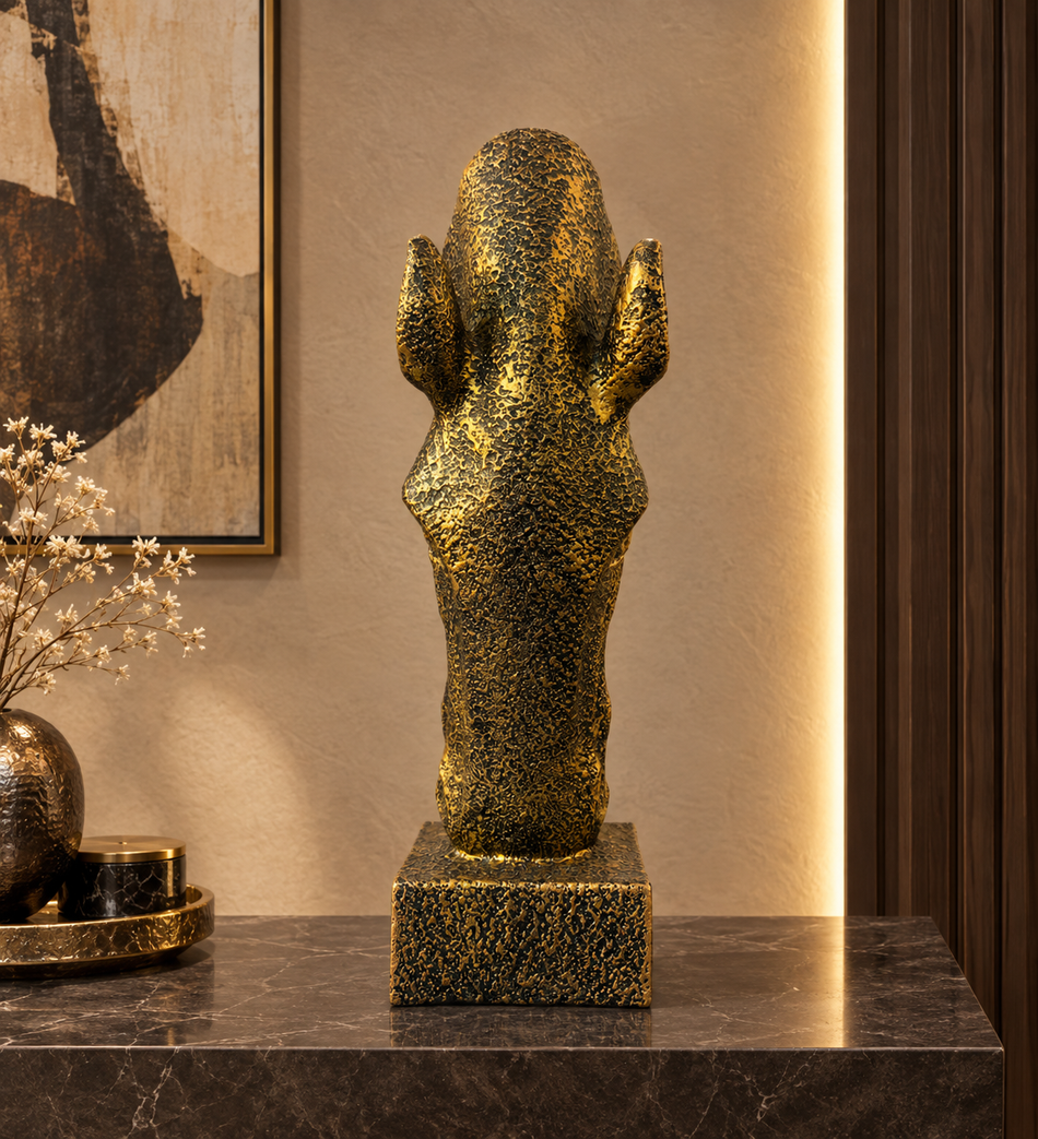 Textured Gold Horse Head Sculpture