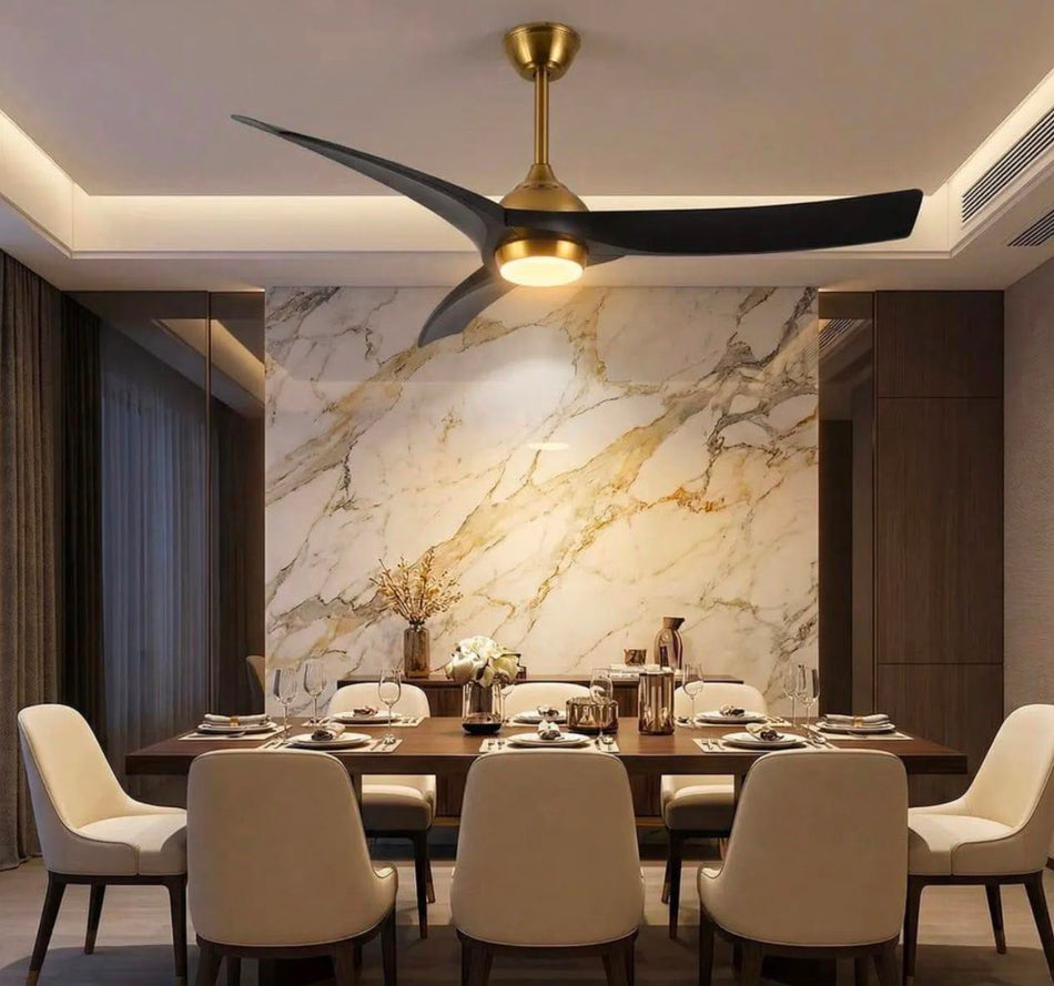 Gold & Black Modern Ceiling Fan with LED Light