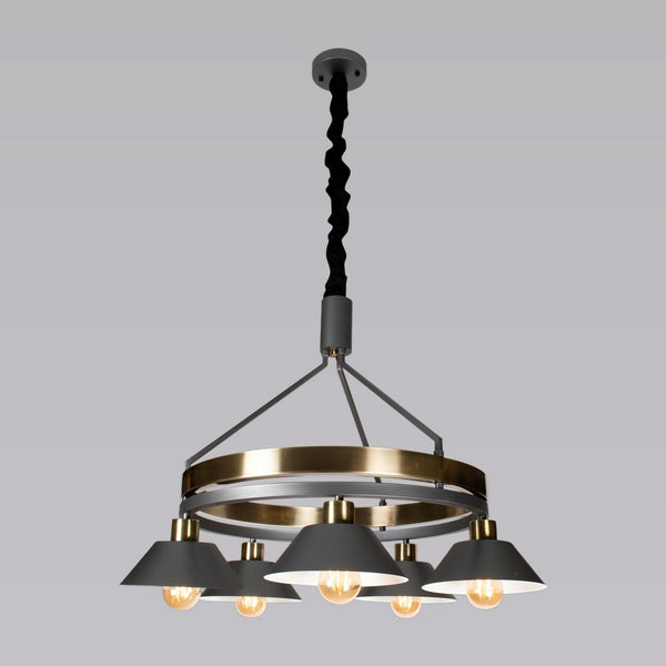 Modern Black Gold 5-Light Ring Chandelier