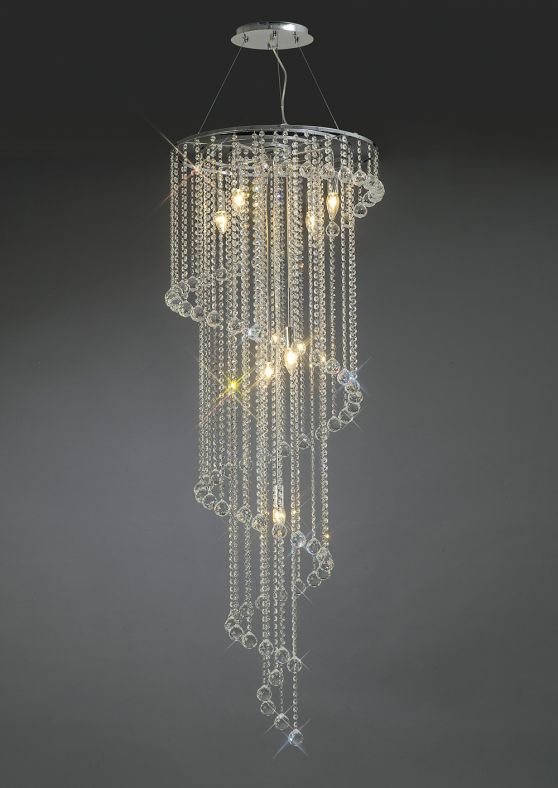 Diyas IL30098 Atla Pendant Spiral 7 Light Polished Chrome/Crystal