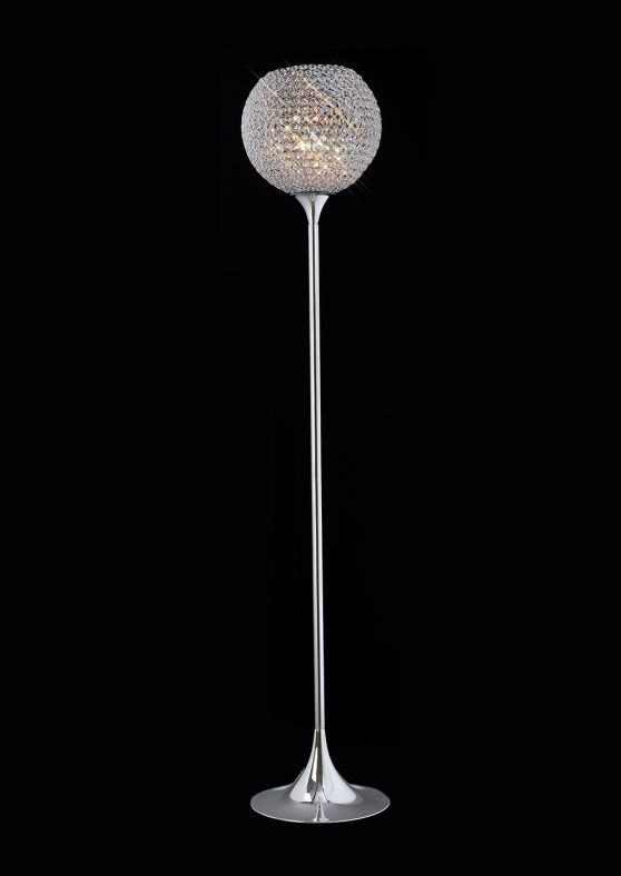 Diyas Ava Floor Lamp 5 Light Polished Chrome/Crystal