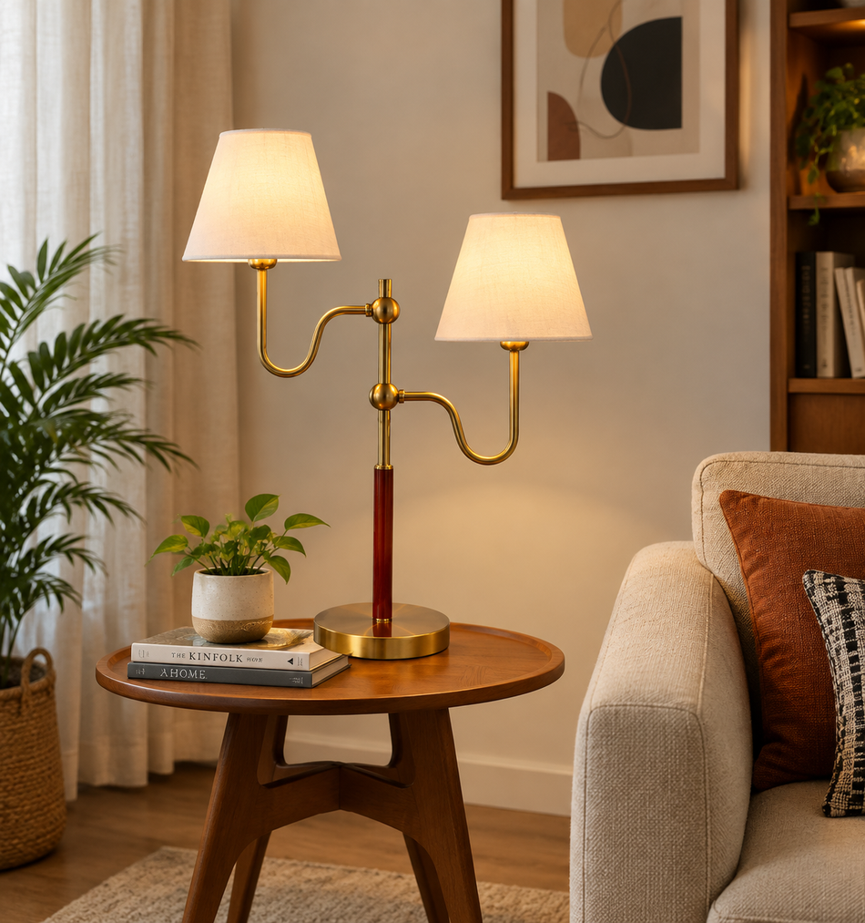 Elegant Double-Arm Metal Table Lamp