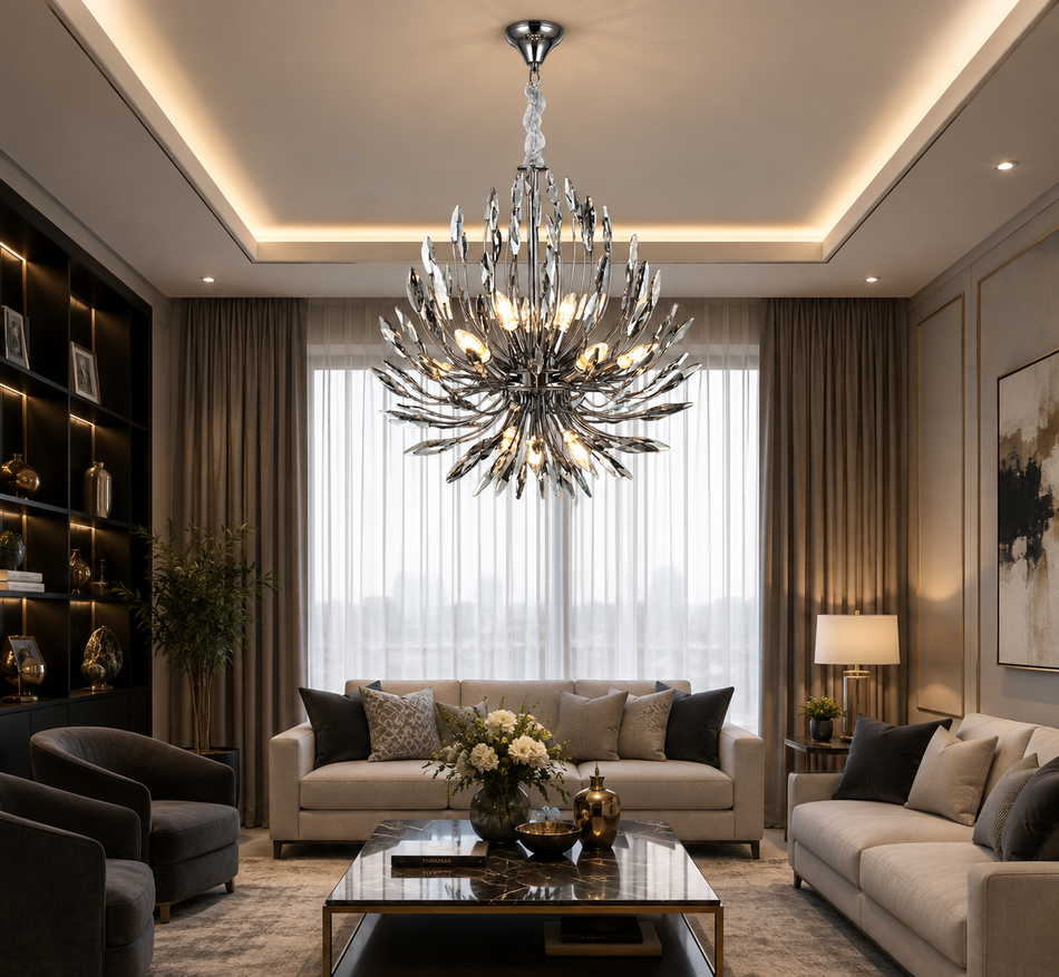 Smoke Crystal Lotus Chandelier