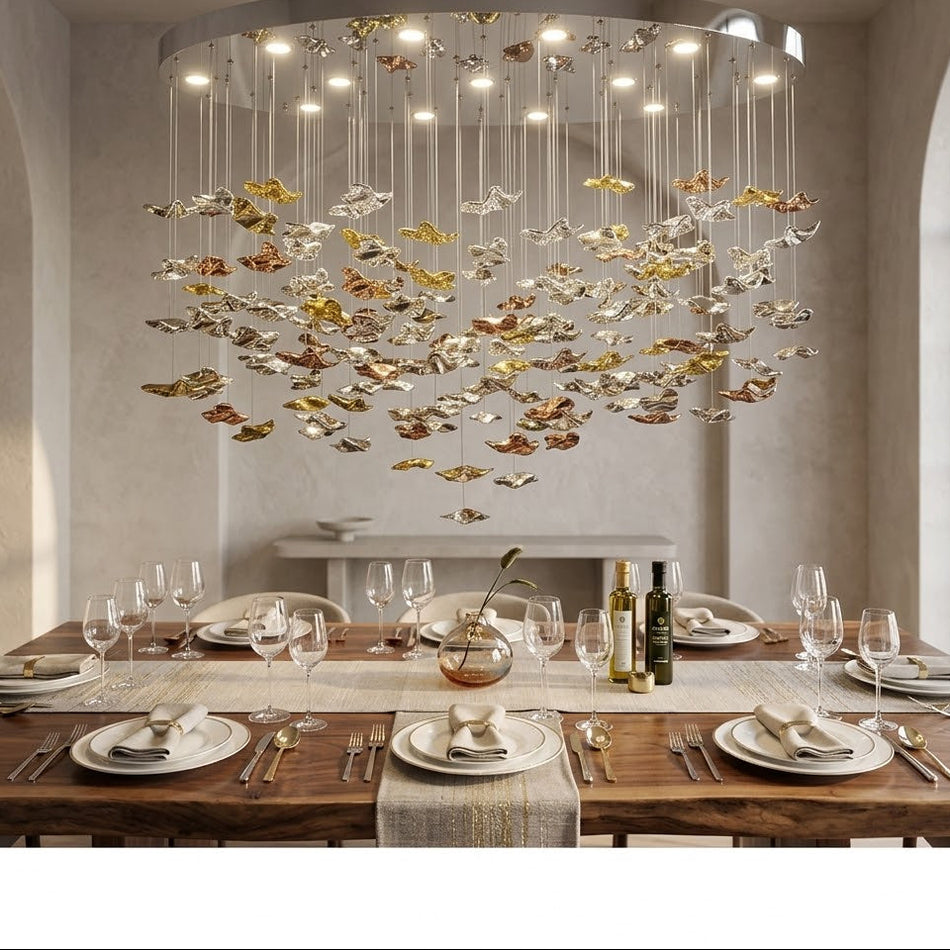 Amber & Clear Crystal Chandelier