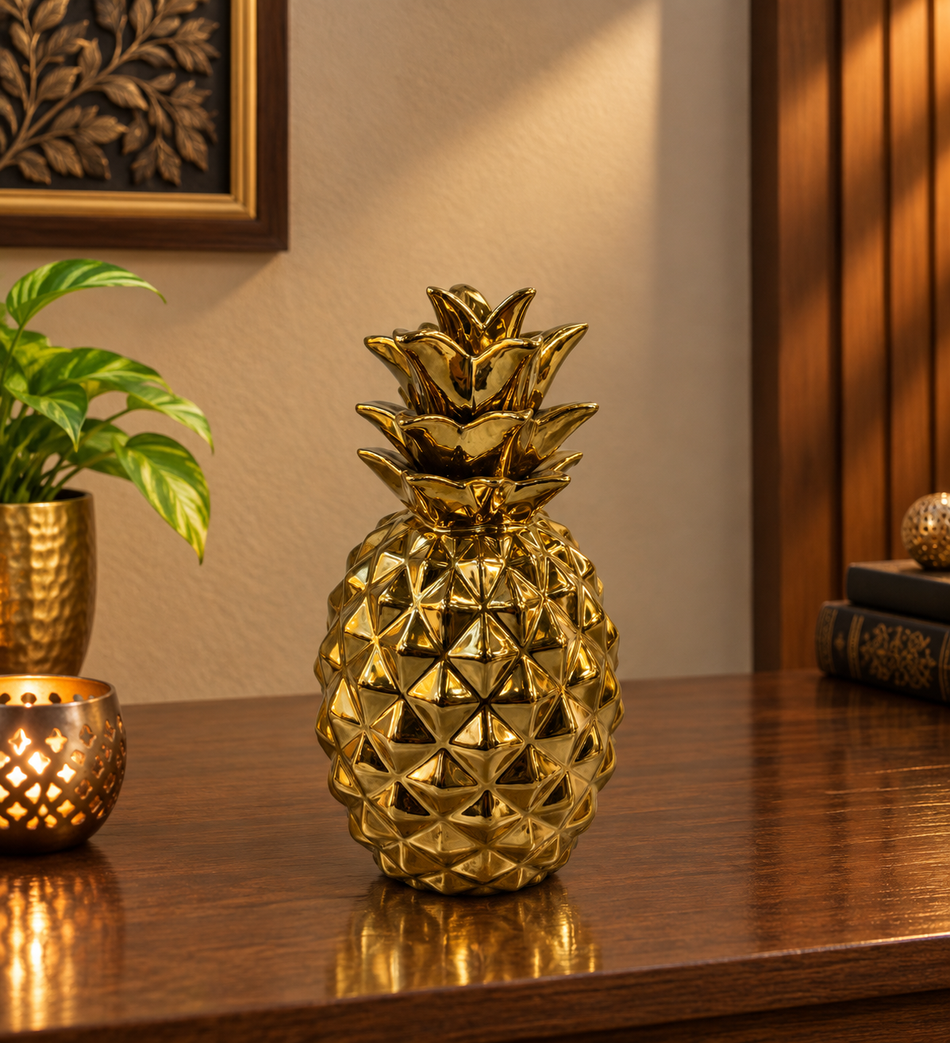 Luxe Metallic Gold Pineapple Table Decor