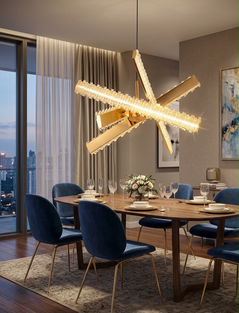 Modern Gold Crystal LED Chandelier