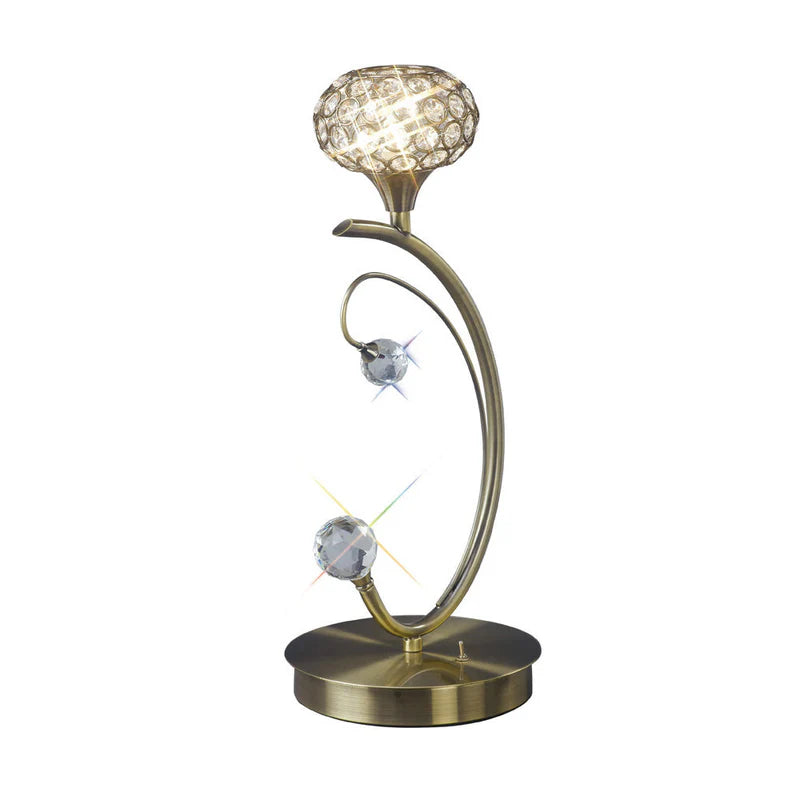 Diyas Cara Table Lamp 1 Light G9 Antique Brass/Crystal