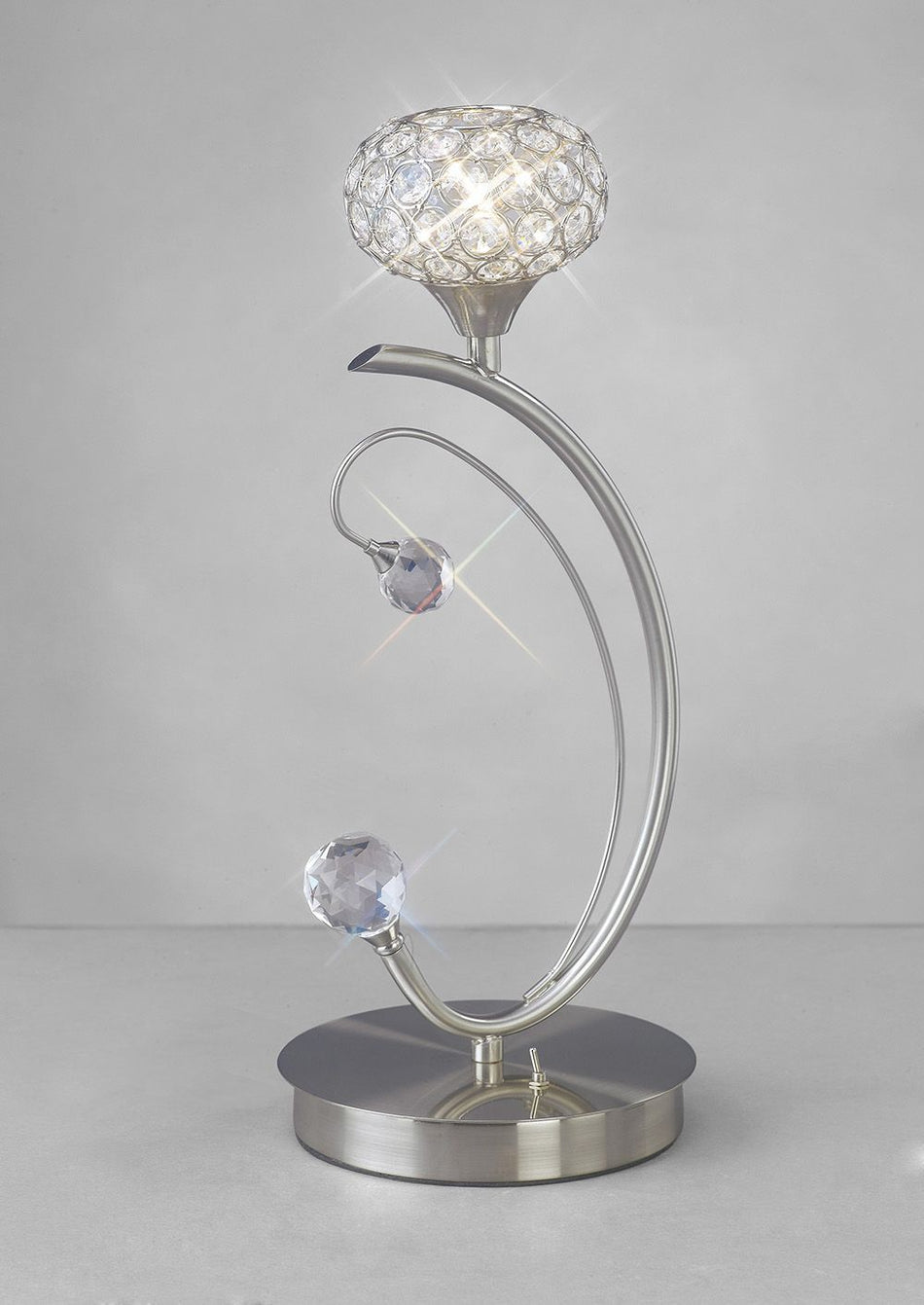 Cara Table Lamp Satin Nickel/Crystal