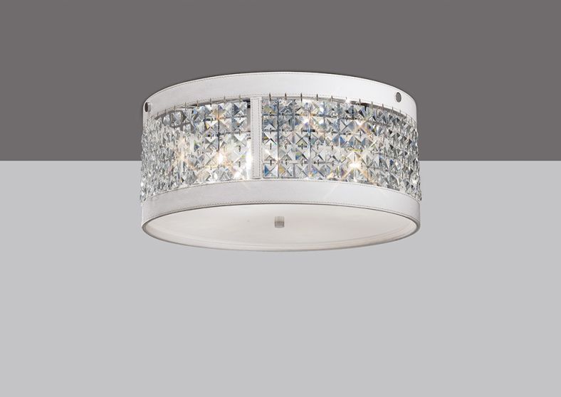 Diyas IL31021 Celsa Ceiling 4 Light Polished Chrome/White Faux Leather/Crystal