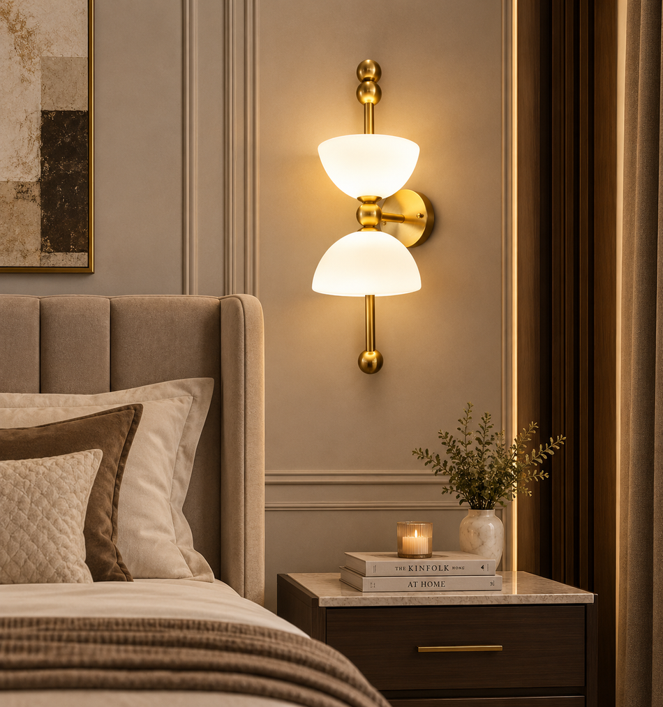 Gold Double Globe Wall Light
