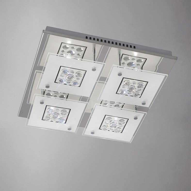 Diyas Cosmic Ceiling Square 4 Light Polished Chrome/Glass/Crystal