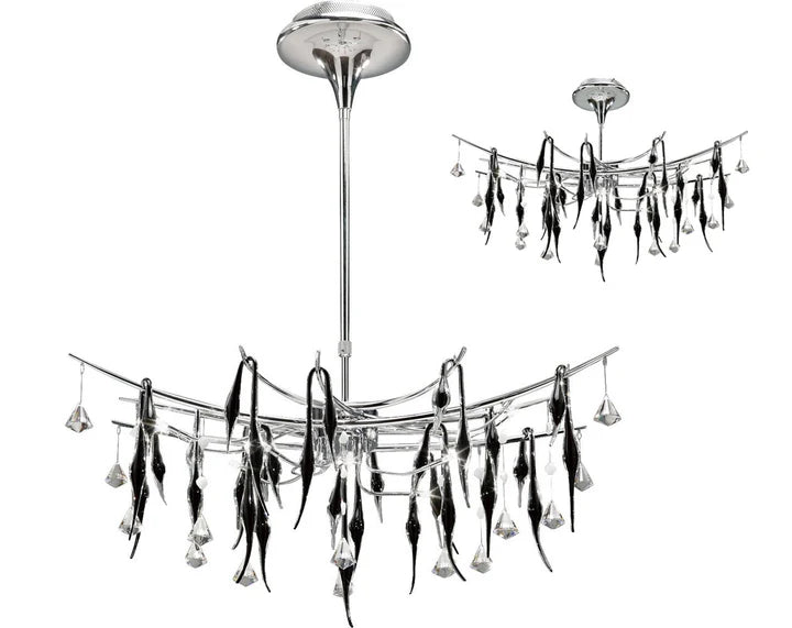 Cygnet Oval Polished Chrome/Black Glass/Crystal