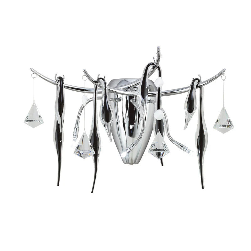 Cygnet Wall Lamp Polished Chrome/Black Glass/Crystal