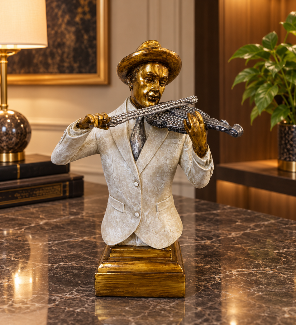 Vintage Violinist Musician Bust Sculpture