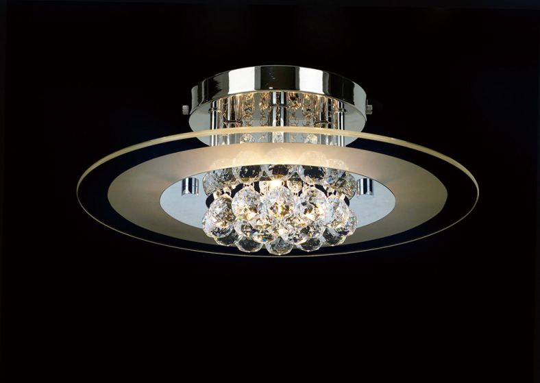 Diyas Delmar Ceiling Round 4 Light Polished Chrome/Glass/Crystal