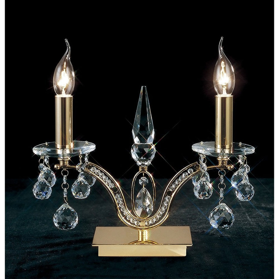 IL30050 Tara 2 Light Table Lamp Base in French Gold and Crystal Finish