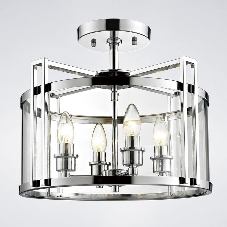 Diyas Eaton Semi Ceiling 4 Light Polished Chrome/Glass