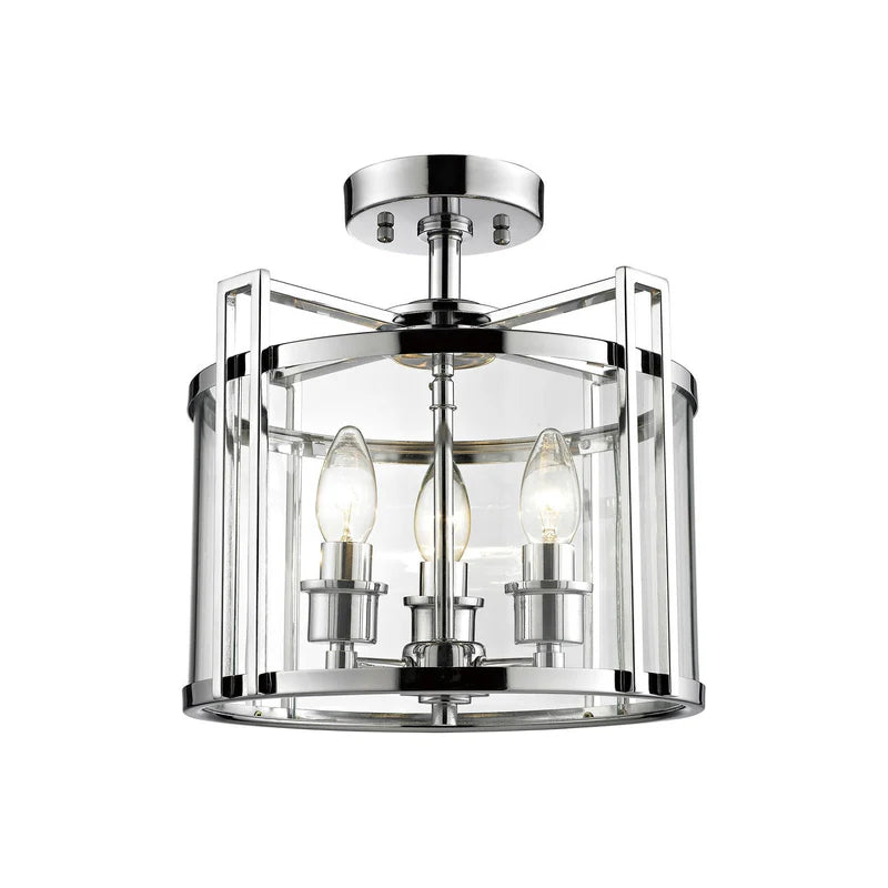Eaton Semi Ceiling 3 Light Polished Chrome/Glass