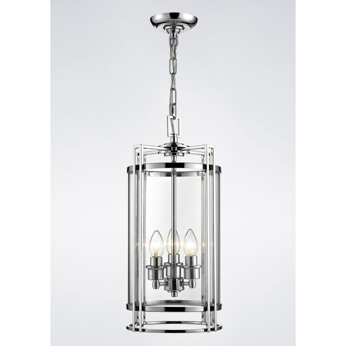 Eaton 26cm Pendant 3 Light E14 Polished Chrome/Glass