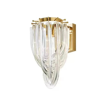 Modern U-Shaped Crystal Wall Light with Gold Base