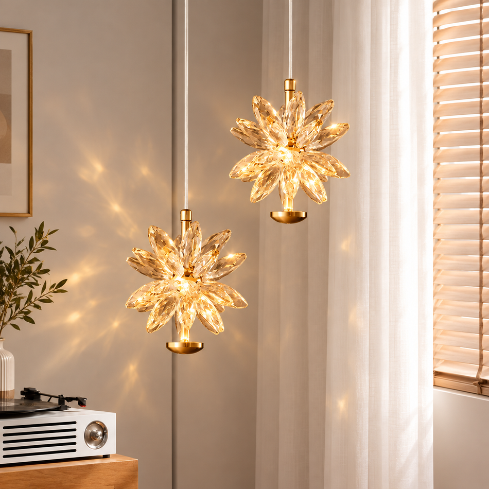 Crystal AMBER Flower Pendant Light