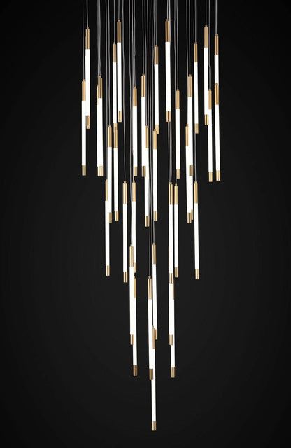 GOLD STICK DOUBLE HEIGHT STAIR CHANDELIER