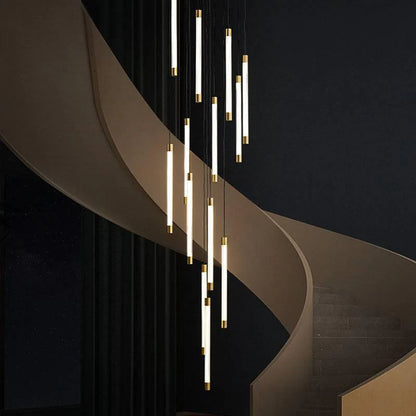 GOLD STICK DOUBLE HEIGHT STAIR CHANDELIER