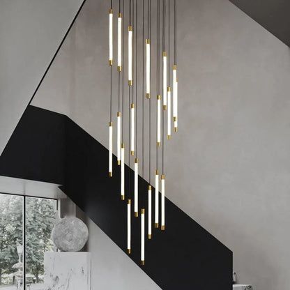 GOLD STICK DOUBLE HEIGHT STAIR CHANDELIER