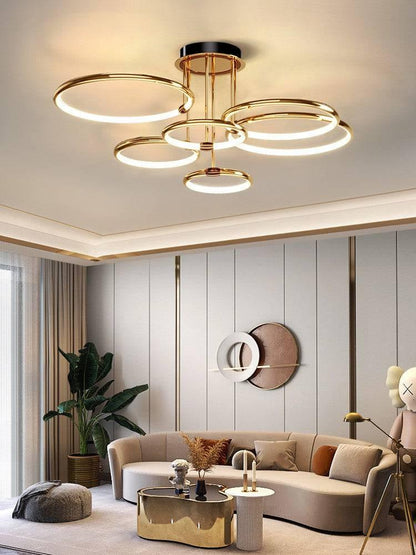 6 Light Gold Body Modern LED Ring Chandelier