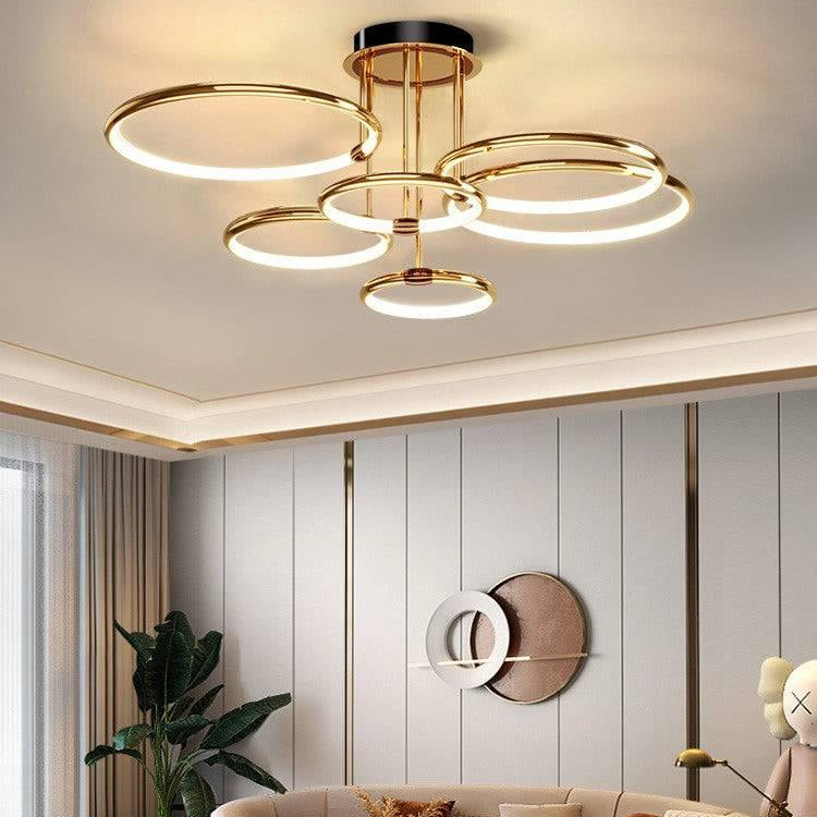 6 Light Gold Body Modern LED Ring Chandelier