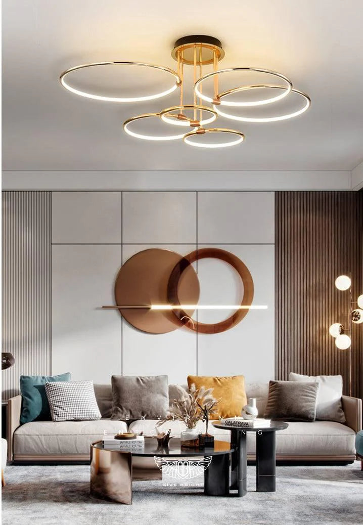 6 Light Gold Body Modern LED Ring Chandelier