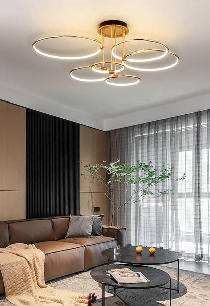 6 Light Gold Body Modern LED Ring Chandelier