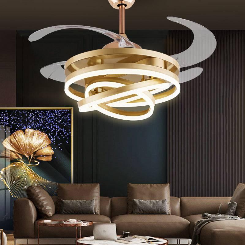 Golden Rings Fan Chandelier