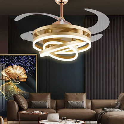 Golden Rings Fan Chandelier