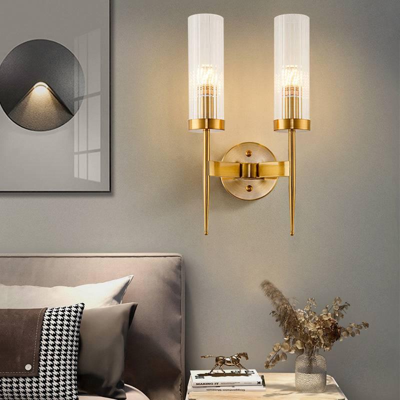 2 Light Clear Glass Long Wall Light