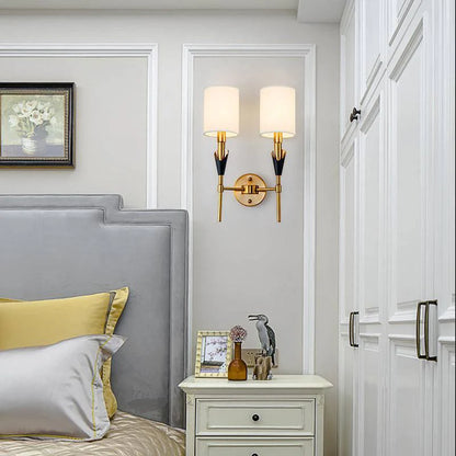 2 Light Gold Black Shade Wall Light