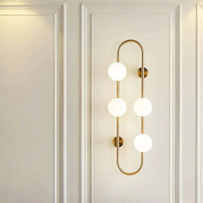 4 Light Gold Frosted Glass Ball Wall Light
