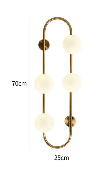 4 Light Gold Frosted Glass Ball Wall Light