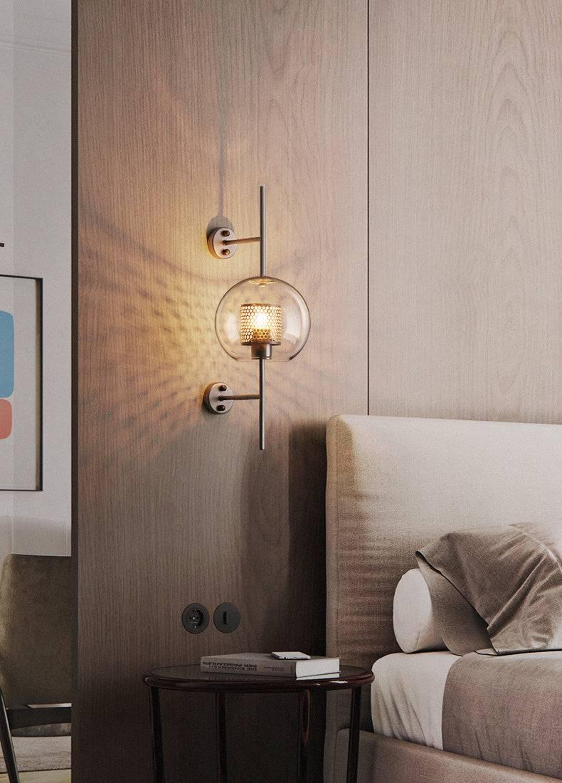 Gold Round Long Clear Glass Wall Light