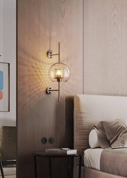 Gold Round Long Clear Glass Wall Light