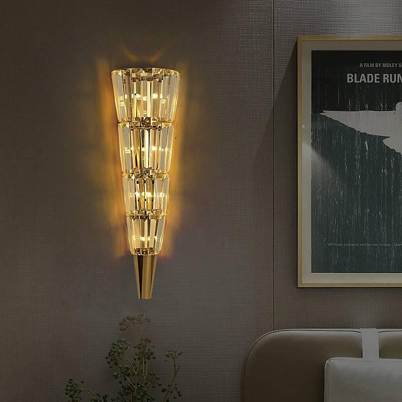 Crystal Big Modern Gold Metal Wall Light