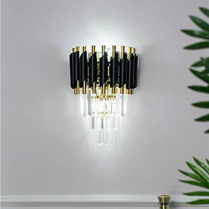 Modern Black & Crystal Wall Light – Luxury Decorative LED Sconce for Bedroom & Living Room