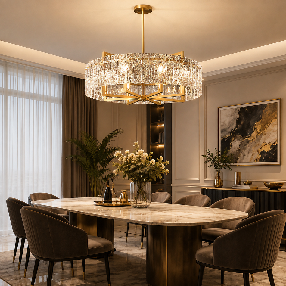 Modern Gold Glass Ring Chandelier