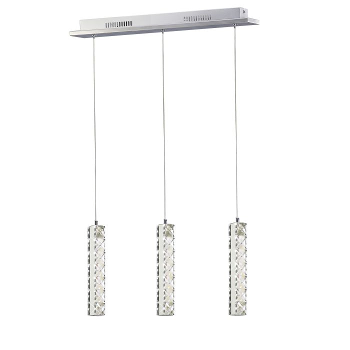Galaxy Linear Pendant 3 Drop LED 4000K 3 X 3W Polished Chrome, Crystal