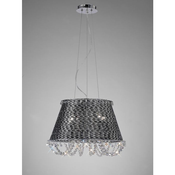 Lanzo 49cm 4 Light E14 Black Chrome/Crystal