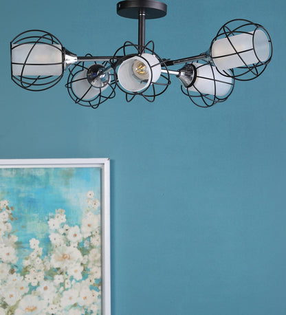 Majestic Black Glass Shaded Chandelier 5 lights