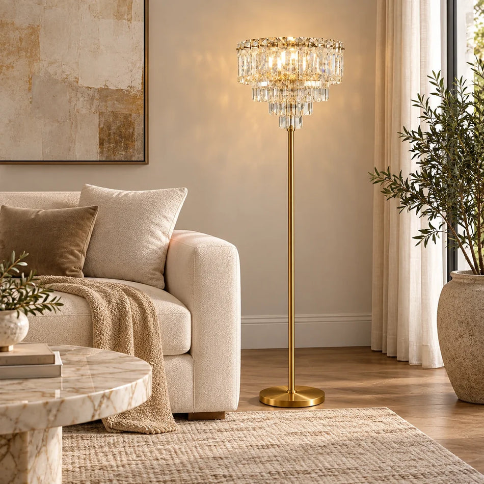 Elegant Crystal Drum Floor Lamp