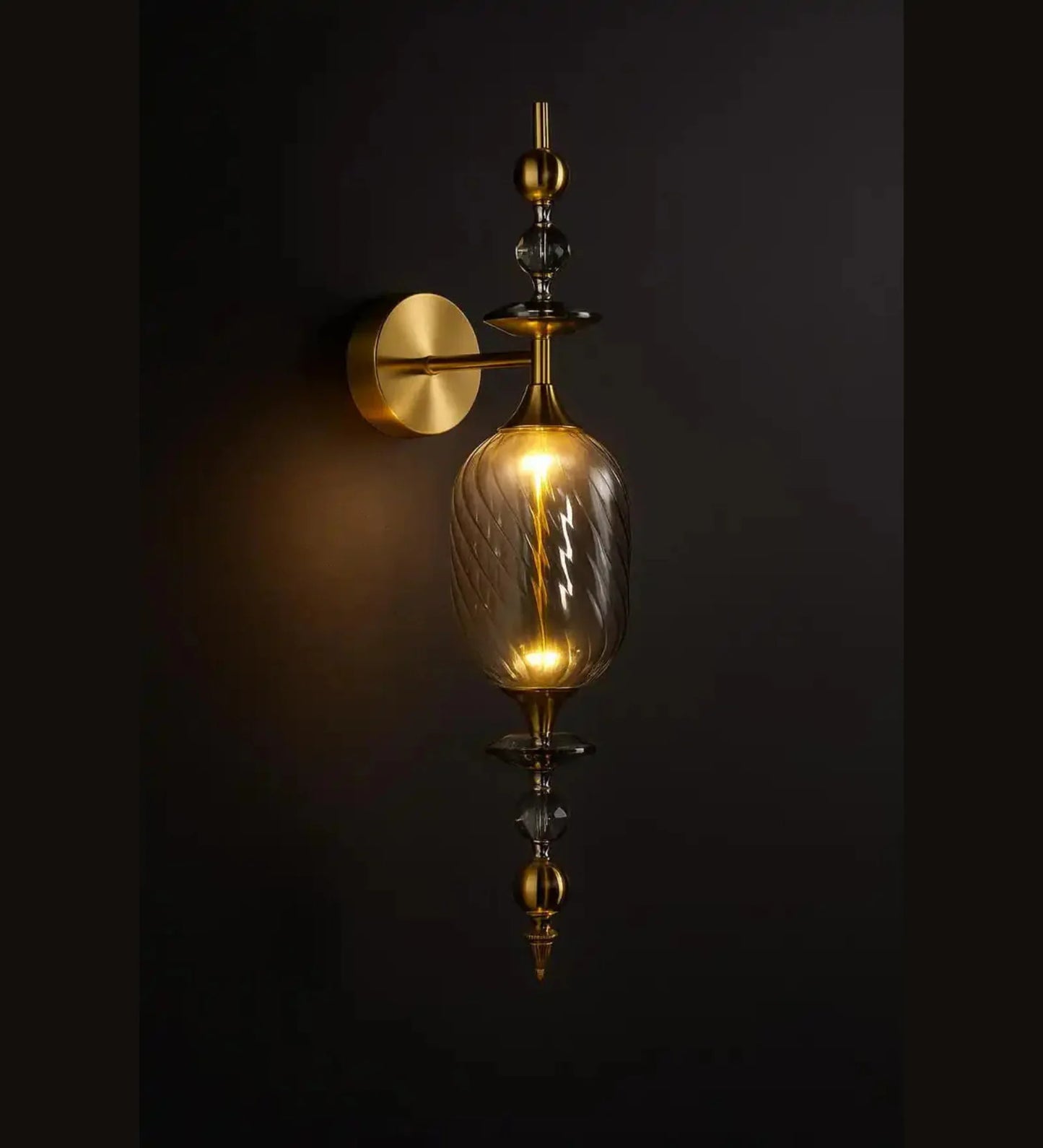 Luxe Smoke Crystal Wall Light Sophisticated Modern Sconce
